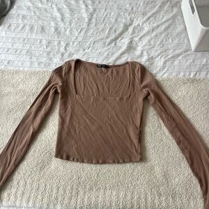 Zara Tan Long Sleeve Bodysuit